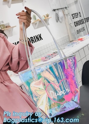 de populaire zak van de zak transparante pvc van de bankschouder, het Strandzak van pvc van pvc Tote Bag Shoulder Handbag Transparent, toevallige strandbedelaars