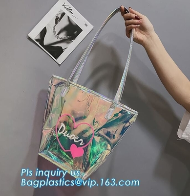 de populaire zak van de zak transparante pvc van de bankschouder, het Strandzak van pvc van pvc Tote Bag Shoulder Handbag Transparent, toevallige strandbedelaars