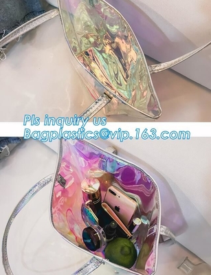 de populaire zak van de zak transparante pvc van de bankschouder, het Strandzak van pvc van pvc Tote Bag Shoulder Handbag Transparent, toevallige strandbedelaars