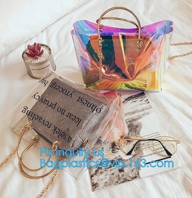 Nieuwe van de de Schoudertotalisator van Ontwerp Elegante Transparante Handtassen het Strandzakken van pvc voor vrouwen, pvc Tote Bag Shoulder Handbag Transparen