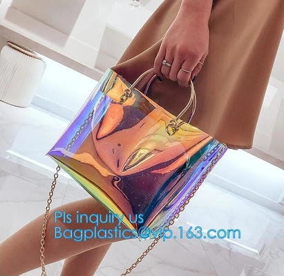 Nieuwe van de de Schoudertotalisator van Ontwerp Elegante Transparante Handtassen het Strandzakken van pvc voor vrouwen, pvc Tote Bag Shoulder Handbag Transparen