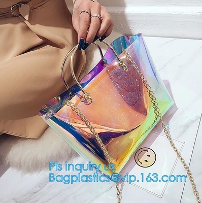 Nieuwe van de de Schoudertotalisator van Ontwerp Elegante Transparante Handtassen het Strandzakken van pvc voor vrouwen, pvc Tote Bag Shoulder Handbag Transparen