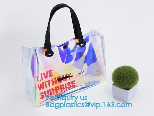 De maniervrouwen ontruimen pvc het Vinylstrand Tote Bags Handbag With Handle, de zak van de handtastotalisator met binnen drawstring zak, ZAK DRAAGT