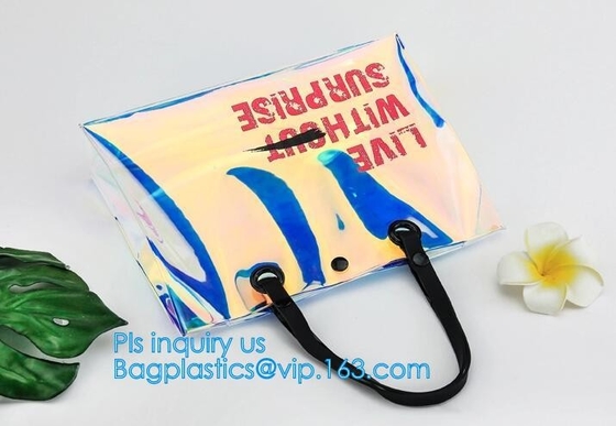 De maniervrouwen ontruimen pvc het Vinylstrand Tote Bags Handbag With Handle, de zak van de handtastotalisator met binnen drawstring zak, ZAK DRAAGT