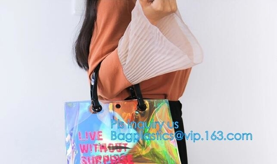 De maniervrouwen ontruimen pvc het Vinylstrand Tote Bags Handbag With Handle, de zak van de handtastotalisator met binnen drawstring zak, ZAK DRAAGT