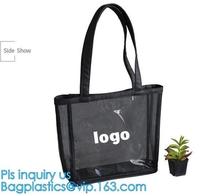 De modieuze Strandzak Openluchttote bag black mesh handbags, de Aangepaste zak van het vrouwenstrand, het strand van het damesnetwerk doet handtas in zakken