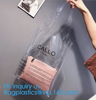 Het winkelen van de de schouderzak van Zakpvc het strandzak van pvc is de duidelijke, het Kosmetische Grote Werk Tote Purse Clear, Tote Bags Stripe-pvc van zakpvc