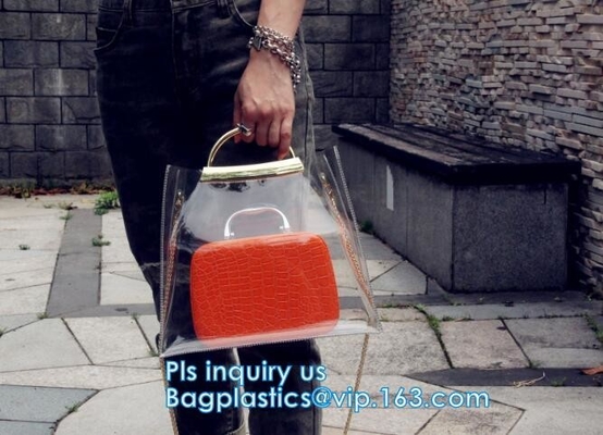 duidelijke handtas van hoogste kwaliteits de transparante pvc, pvc-Handtassendouane 2pcs in 1 Reeks Promotiehandtassen, RITSSLUITINGStotalisator met colo