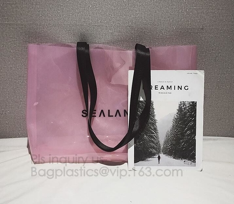 Semi-duidelijke Tote Bags Stripe-de Schouderzak van pvc met Zak, van de de Handtasschouder van pvc Pu de In Zak van het de Zakstrand, pvc-schouderzak