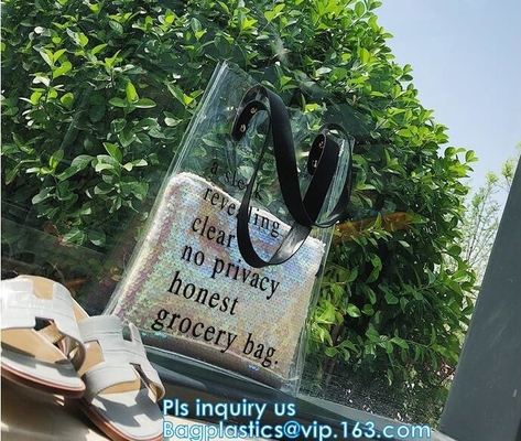 vinylpvc zippered het winkelen zak want het huis/dagelijks, Slijtvaste het Winkelen van pvc van Eco Vriendschappelijke Zak, Douane Transparant GIF gebruikt