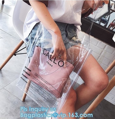 Pvc Tote Shopping Bag, de zak van weerspiegelende pvc-het winkelen vrouwen, shinny het winkelen van pvc harrods zak van de douane Transparant Gift, pac