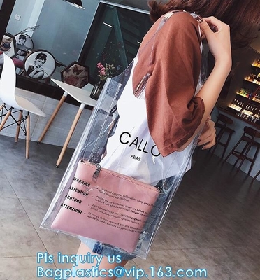 Pvc Tote Shopping Bag, de zak van weerspiegelende pvc-het winkelen vrouwen, shinny het winkelen van pvc harrods zak van de douane Transparant Gift, pac