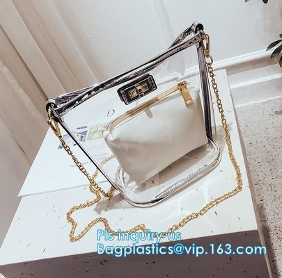 Logo Printed Customized-pvc Tote Shopping Bags, het Modieuze Plastic Duidelijke pvc-Strand Tote Shopping Bag, drager van de Strandzak