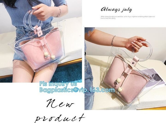 het Winkelen van pvc van pvc Tote Bag Customize Logo Zak, pvc-Handtas van Handtas de Duidelijke Tote Beach Bag Transparent Purse, pvc-het winkelen bedelaars