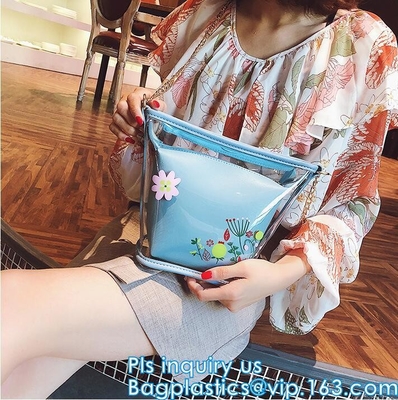 het winkelen waterdichte zak van de de grootte de standaard promotieschouder van de zak plastic zak, Tote Bag Fashion Pvc-strandzak, handige totalisator,