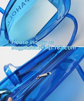 aangepast handvat duidelijk plastic pvc maakt zak, vinylpvc-ritssluitingszakken met handvatten, omhoog onverwachte knoopsluiting of k-plas