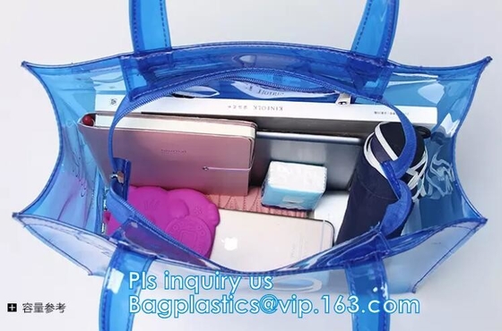 De ritssluitingszak van Eco vriendschappelijke pvc/duidelijke bag/PVC het handvatzak van pvc, Duidelijke pvc-handvatzak, Duidelijke plastic boodschappentas, Superieure qual