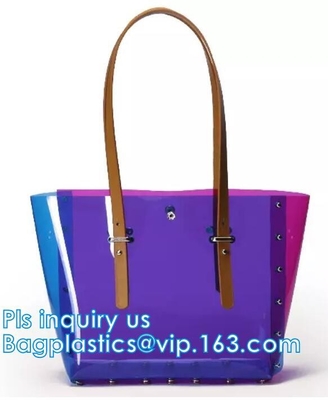 Pvc-het Winkelen het Werk Tote Shoulder Bag Womens Handbag, handtas van de de vrouwenzomer van pvc de transparante, de zakken van de Zakveiligheid van de totalisatorklant