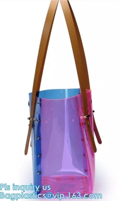 Pvc-het Winkelen het Werk Tote Shoulder Bag Womens Handbag, handtas van de de vrouwenzomer van pvc de transparante, de zakken van de Zakveiligheid van de totalisatorklant