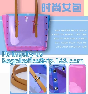 Pvc-het Winkelen het Werk Tote Shoulder Bag Womens Handbag, handtas van de de vrouwenzomer van pvc de transparante, de zakken van de Zakveiligheid van de totalisatorklant