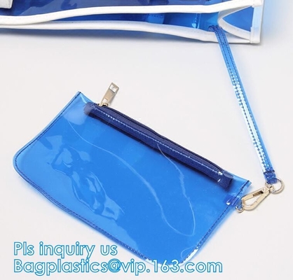 De Zak van het de Schouderstrand van pvc Tote Shopper Square Handbag Ladies, zak van het de schouderstrand van pvc de waterdichte met twee zakken, zou handvat moeten