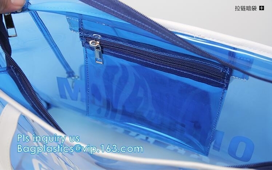 De Zak van het de Schouderstrand van pvc Tote Shopper Square Handbag Ladies, zak van het de schouderstrand van pvc de waterdichte met twee zakken, zou handvat moeten