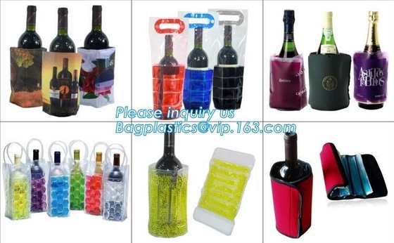 oem produceerde koelere pvc-wijnzak, ijszak voor het ijszak van pvc van de wijnfles, zak van het flessen de koelere droge ijs voor bar, restaurant