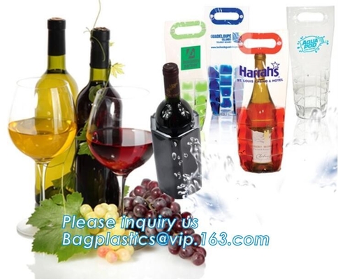 oem produceerde koelere pvc-wijnzak, ijszak voor het ijszak van pvc van de wijnfles, zak van het flessen de koelere droge ijs voor bar, restaurant