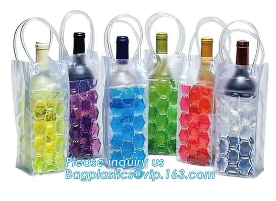 oem produceerde koelere pvc-wijnzak, ijszak voor het ijszak van pvc van de wijnfles, zak van het flessen de koelere droge ijs voor bar, restaurant