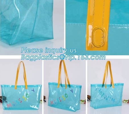 Pvc en niet geweven zippered kledings verpakkende zak, de zak van het giftpakket met handvat, zakken met ritssluiting en het genaaide handvat, draagt