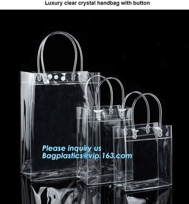 Aangepaste plastic de giftzak van PP/PVC/PETclear, Opnieuw te gebruiken Enige van de zakpvc van de flessenwijn van de de wijnfles de giftzak, plastiek transpare