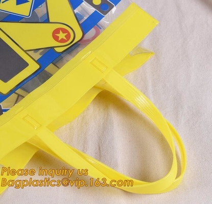 Het winkelen van pvc de plastic zakken van het zak transparante handvat, Waterdicht gerecycleerd handvat het winkelen vierkant bodem transparant pvc plast