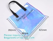 Van het Hologrampvc Tote Bag van de neonregenboog van de de douane de holografische handtas zak van het het handvatstrand van pvc, de Kosmetische Zak van de Make-upreis, Ritssluiting