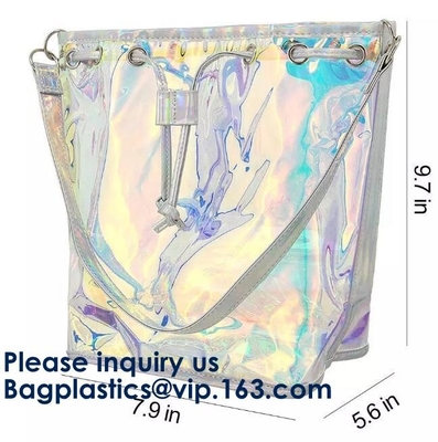 Hete Verkopende Promotie het Muntstukbeurs van Unicorn Prints Cosmetic Bag Pouch van de Hologramlaser met de Waszak van de Riemmake-up