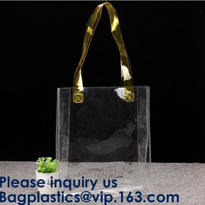 Het Winkelen van douane Geel Waterdicht Duidelijk Pvc Tote Bags Transparent Custom Large Zakpvc Vinyl Materiële Bagease Bagplastic