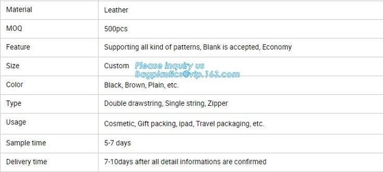 De zachte Beste Verkopende Pu Zak van Leerdrawstring, Pu-van de Hoofdtelefoondrawstring van de Leeroortelefoon de Zakzak, Bagease, Bagplastics