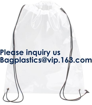 De naar maat gemaakte Transparante Drawstring Zak van pvc voor Sportendoek, van de het Strandschoen van Sport de Promotie Duidelijke Pvc Zak Duidelijke Drawstring