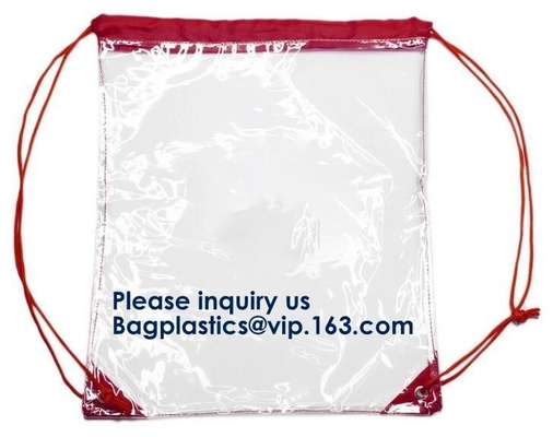 De naar maat gemaakte Transparante Drawstring Zak van pvc voor Sportendoek, van de het Strandschoen van Sport de Promotie Duidelijke Pvc Zak Duidelijke Drawstring