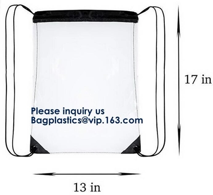 De naar maat gemaakte Transparante Drawstring Zak van pvc voor Sportendoek, van de het Strandschoen van Sport de Promotie Duidelijke Pvc Zak Duidelijke Drawstring