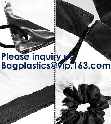 De naar maat gemaakte Transparante Drawstring Zak van pvc voor Sportendoek, van de het Strandschoen van Sport de Promotie Duidelijke Pvc Zak Duidelijke Drawstring