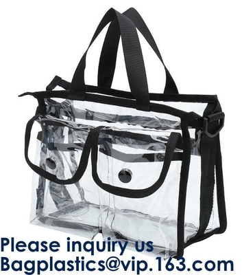 Duidelijke pvc-Make-up Kosmetische Zak met Extra 2 Front Magnet Pockets And Zipper Zak, Kosmetische Draagbare Toiletry Make-upzak