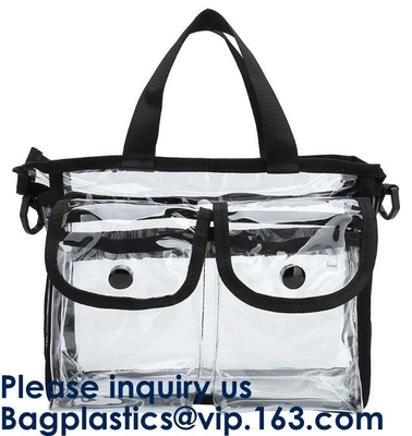 Duidelijke pvc-Make-up Kosmetische Zak met Extra 2 Front Magnet Pockets And Zipper Zak, Kosmetische Draagbare Toiletry Make-upzak