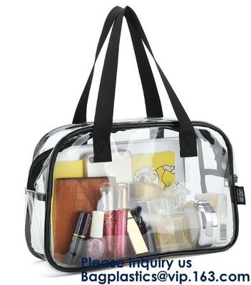 Duidelijke pvc-Zak met Ritssluitings Binnenlandse Zak en Afneembare Schouderriem, Kosmetisch Tote Bags With Zipper Closure, bagease
