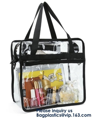 Duidelijke pvc-Zak met Ritssluitings Binnenlandse Zak en Afneembare Schouderriem, Kosmetisch Tote Bags With Zipper Closure, bagease