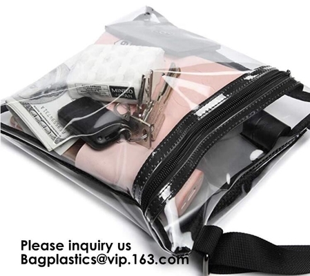 De duidelijke Zak van pvc Tote Bag With Interior Mesh van de Slingerzak en Schouderriem, de Duidelijke grote handtas van pvc met kleine zak