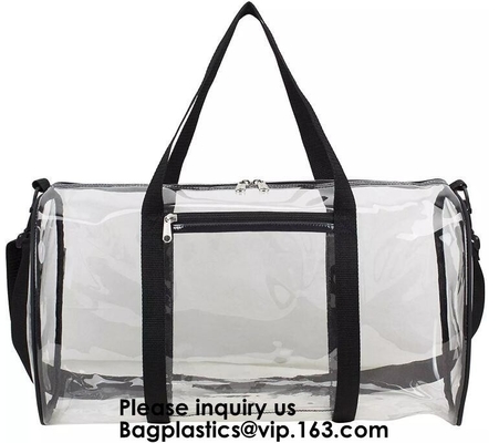 Duidelijk Duffel Transparant pvc Carry Bag With Shoulder Strap, Kosmetische Carry Bag Magnet Pockets Detachable-Schouder van de Gymnastiekzak