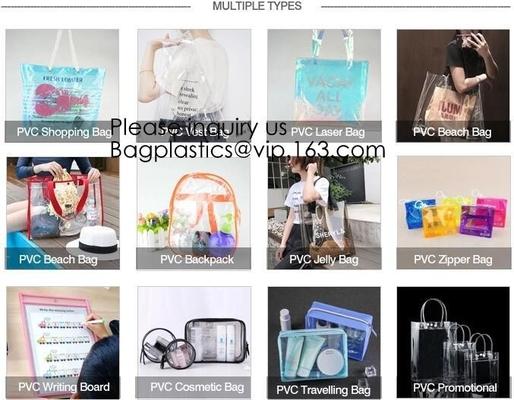 Duidelijke pvc-Klant Tote Bags, Tote Shopping Pvc Material Bag met Embleem, Drankpakket, Klant Tote Bag met Kleine Zak