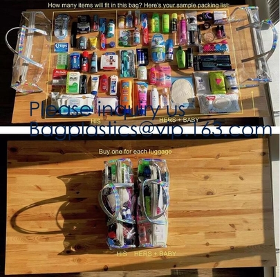 Duidelijke pvc-Klant Tote Bags, Tote Shopping Pvc Material Bag met Embleem, Drankpakket, Klant Tote Bag met Kleine Zak