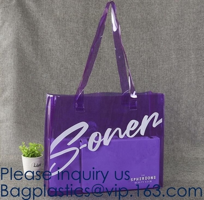 Het Winkelen van spiegel Glanzende pvc Zak, In het groot Douane Gedrukte Waterdichte Transparante het Winkelen van Pvc Tote Bag Clear Pvc Jelly Zak