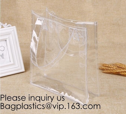 Giften Winkelend Tote Bag, bagease van pvc van fabrikantenCustom Logo Transparent Clear de Plastic Draagbare Verpakkende Promotie